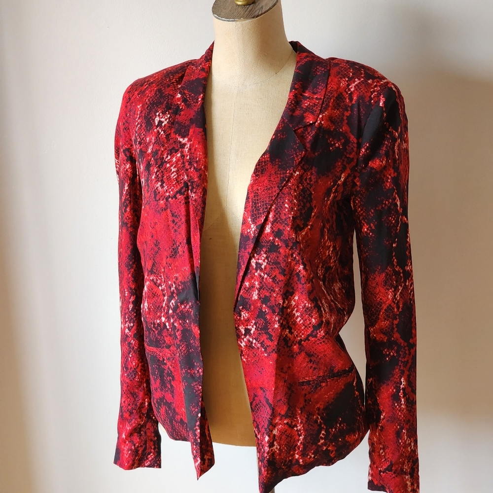 PJK Patterson J. Kincaid Snake Skin Open Blazer